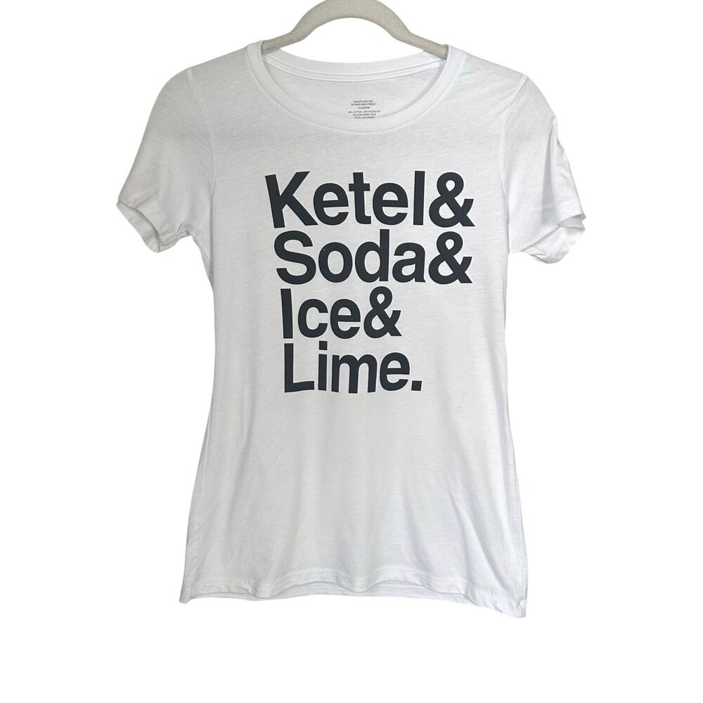 Ketel One Vodka Womens Sz S White Graphic T Shirt Crew Neck Short Sleeve Funny